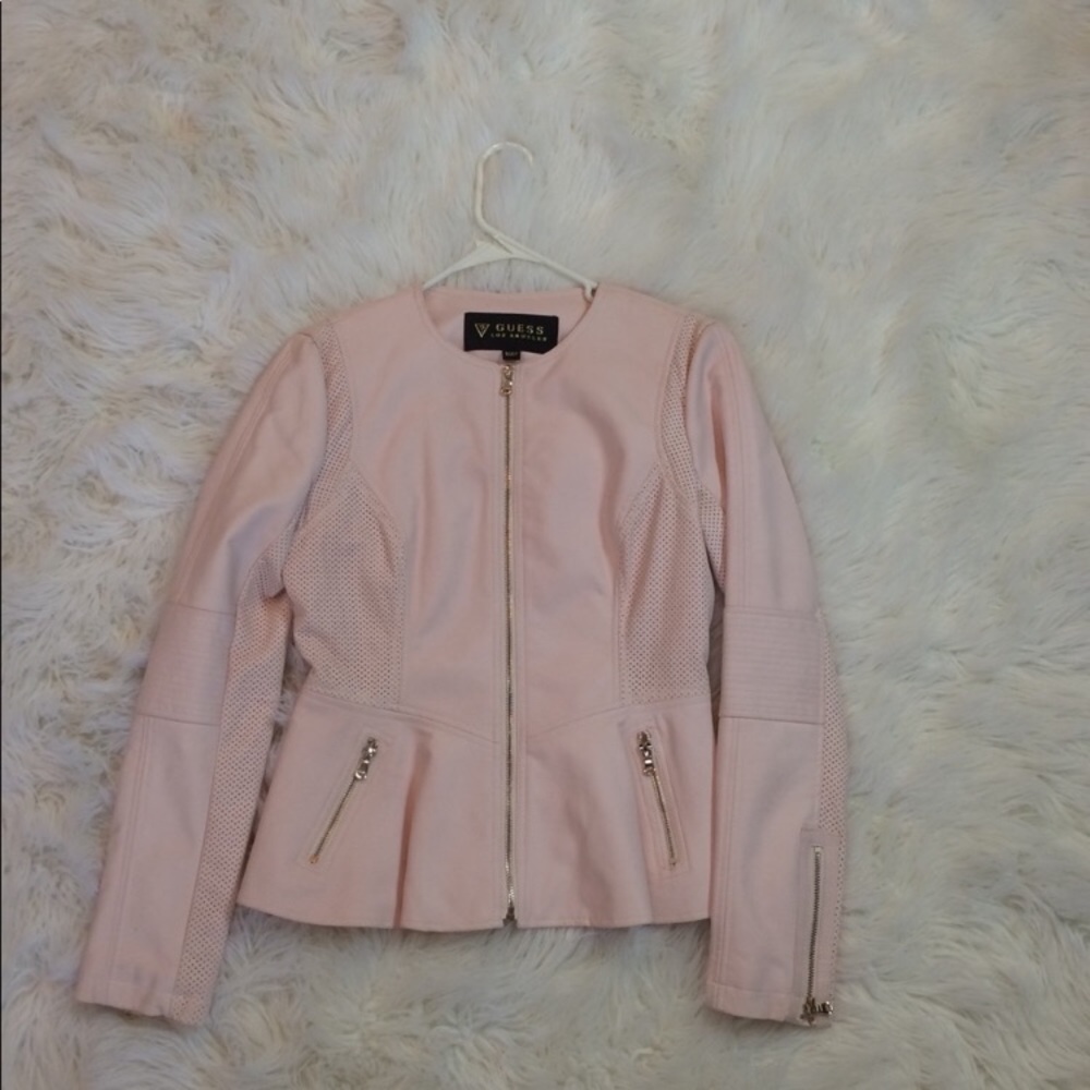 Guess Pink Faux Leather Jacket